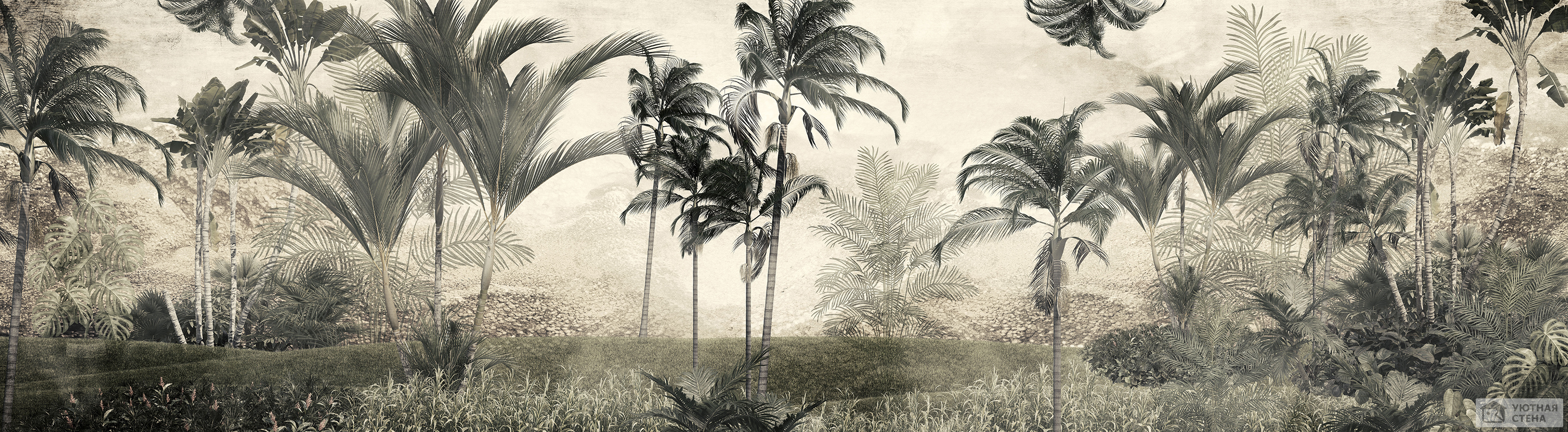 Панорама с пушистыми пальмами