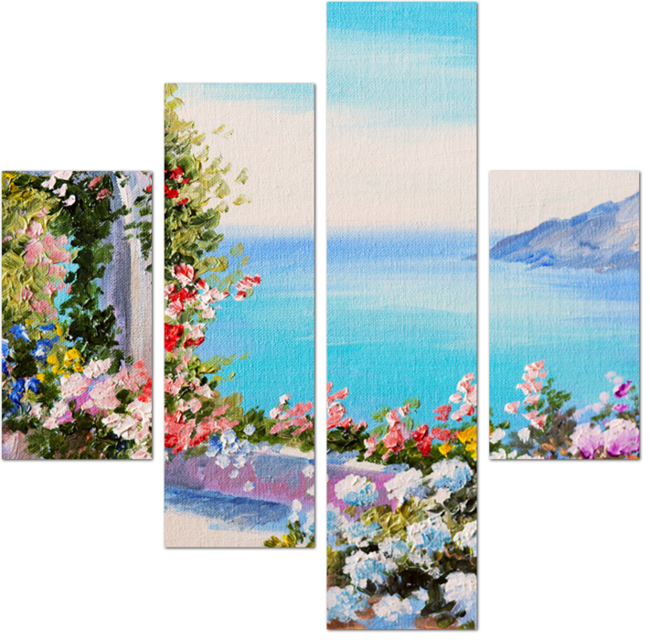 Цветочная терраса с видом на море