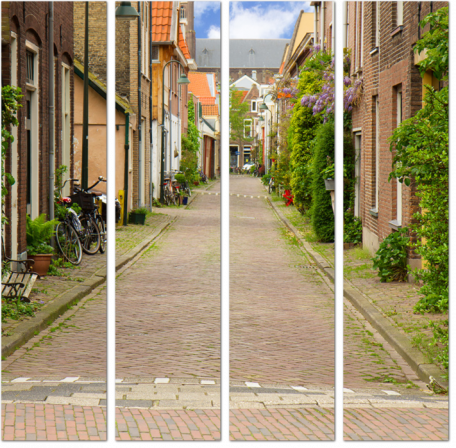 Красочные улицы старого города Дельфт, Голландия