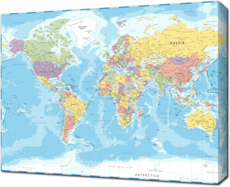 Политическая карта мира крупным планом на английском