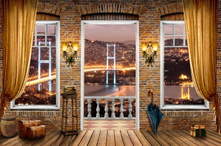 Балкон с видом на ночной город