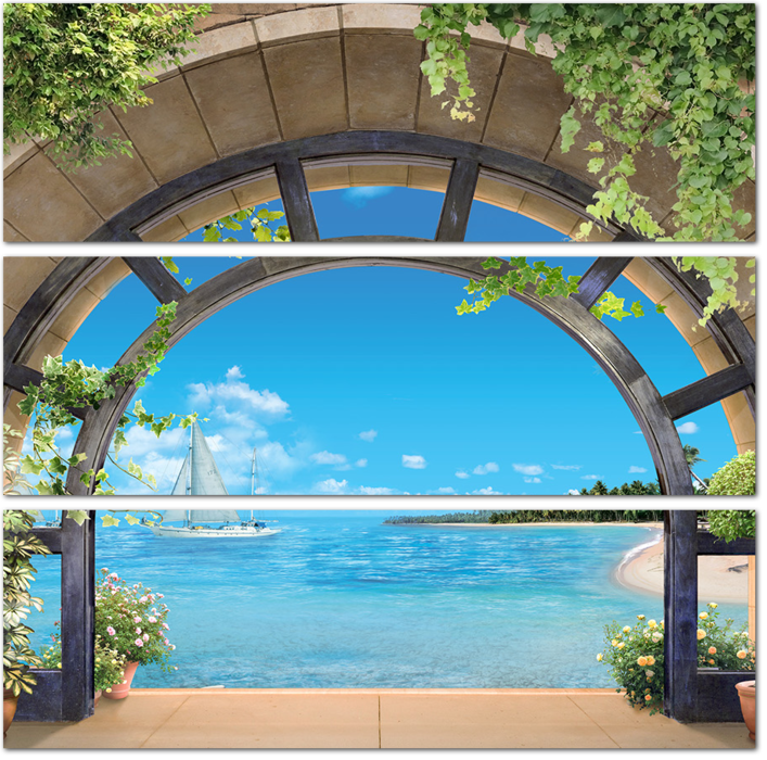 Терраса с аркой с видом на океан