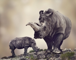 Носорог с детёнышем