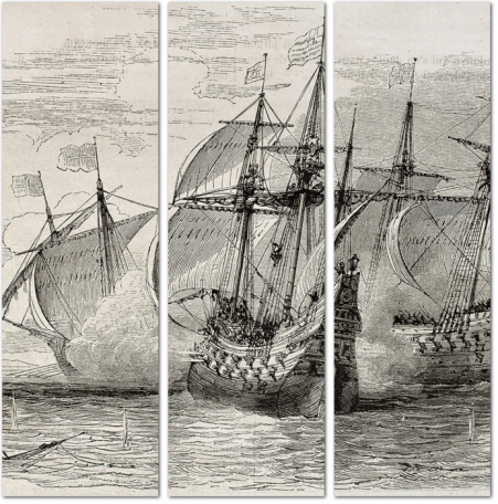 Морской бой между кораблями Англии и Франции
