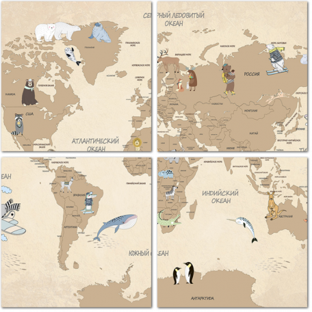 Карта мира со зверьками