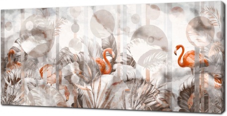 Листья пальм скрывающие фламинго