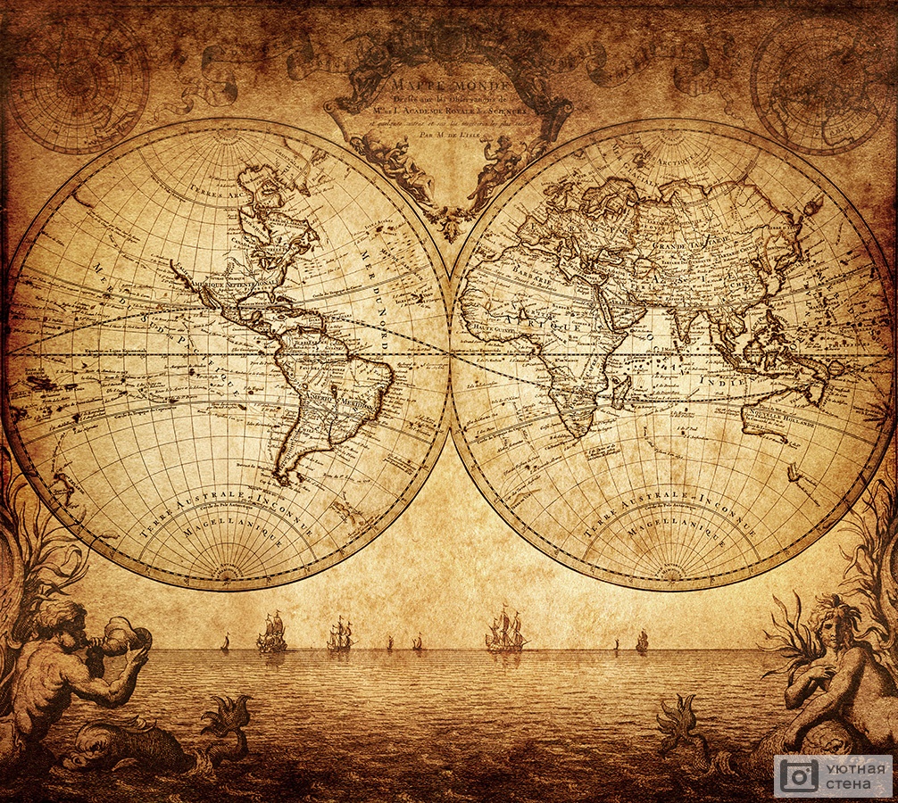 Карта мира картина Винтаж