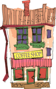Нарисованный домик с кофейней