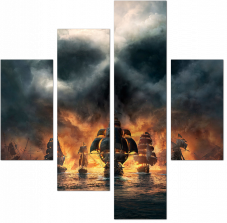 Пиратские корабли во время бури