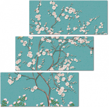 Цветущая сакура на бирюзовом фоне