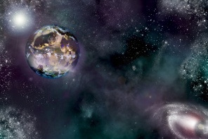 Цифровая иллюстрация планеты в космическом пространстве