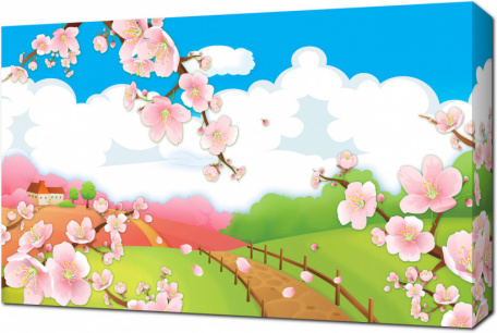 Детская картинка с цветущей сакурой