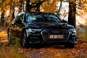 Audi A6 на фоне осенних листьев