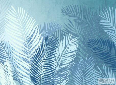 Голубые силуэты пальмовых листьев
