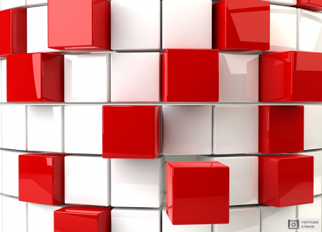 Белые и красные кубы 3D
