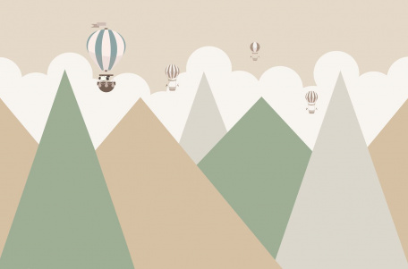 Воздушные шары над пиками гор