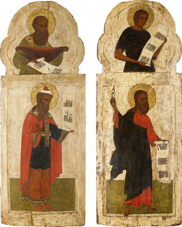 Две панели из иконостаса с праотцами Авелем и Ноем и пророками Исайей и Захарией XVII в.