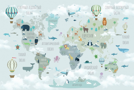 Детская карта с милыми животными на русском языке