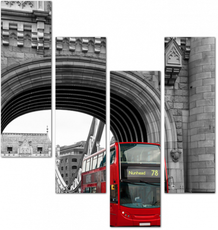 Двухэтажный Лондонский автобус под мостом