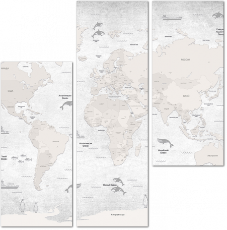 Белая карта с названиями стран