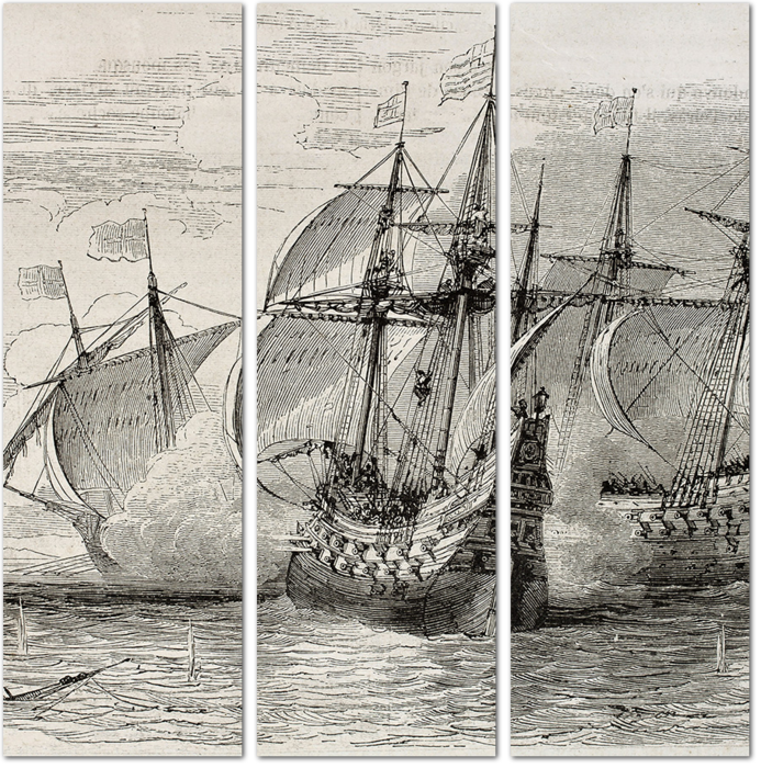 Морской бой между кораблями Англии и Франции