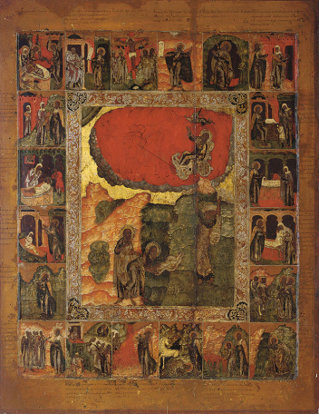 Огненное восхождение пророка Илии с житием, ок.1680 г.