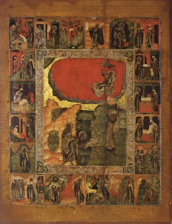 Огненное восхождение пророка Илии с житием, ок.1680 г.