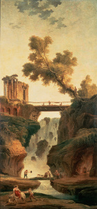 Робер Юбер - Пейзаж с водопадом