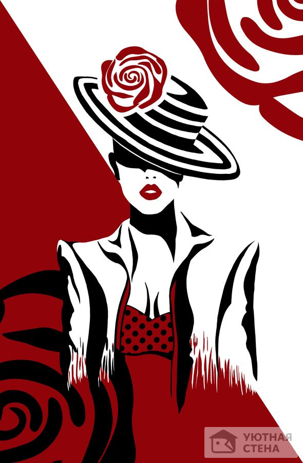 Дама в шляпе с красной розой