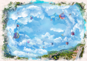 Небо с парящими воздушными шарами