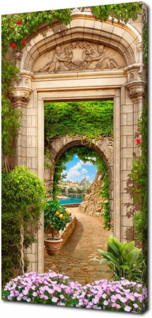 Каменная арка в саду
