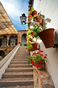 Цветы на стенах на улицах Кордовы. Испания