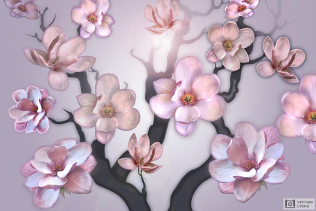 3D Цветы на дереве
