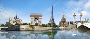 Коллаж с достопримечательностями Парижа. Франция