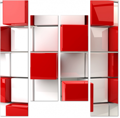 Белые и красные кубы 3D