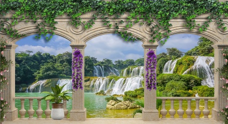 Терраса с видом на райский водопад