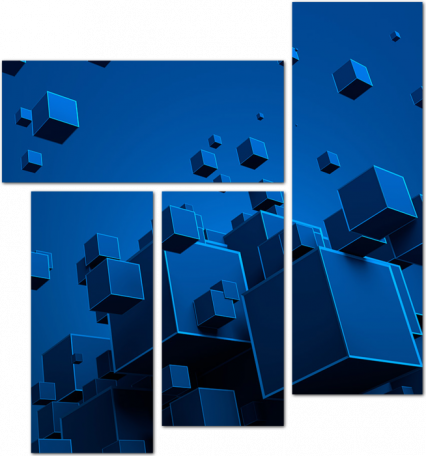 Синие 3D кубы