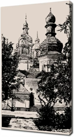 Гравюра с изображением города Киев