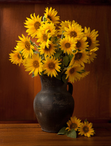 Желтые цветы гелиопсиса в вазе