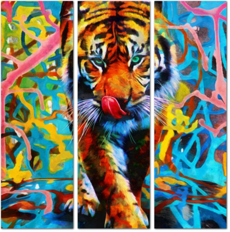 Тигр на абстрактном фоне