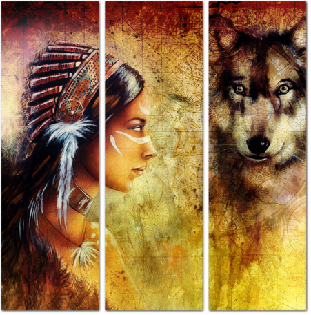 Индейская девушка с волком