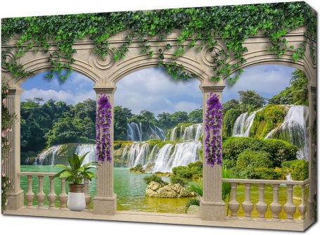 Терраса с видом на райский водопад