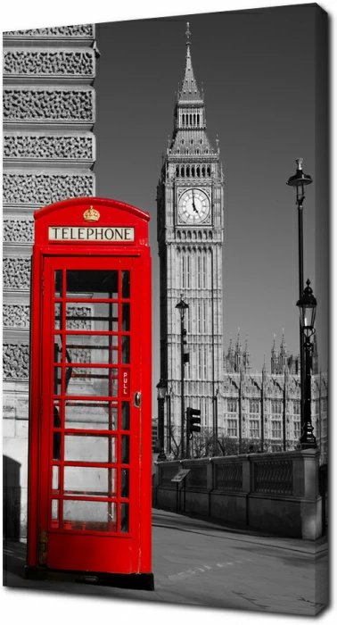 Телефонная будка на фоне Вестминстерского дворца Лондона