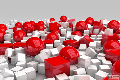 Красные шары и кубы 3D