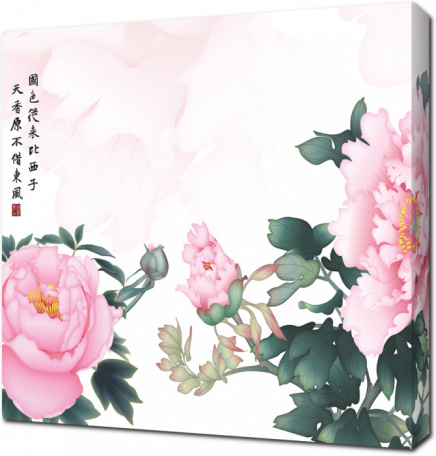 Розовые пионы в китайском стиле