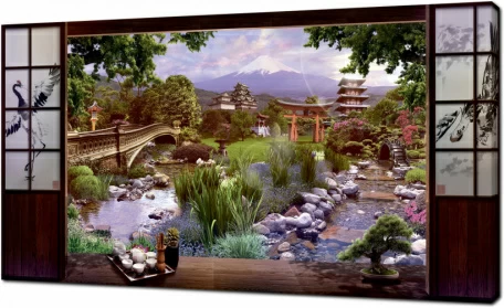 Японский парк с прудом