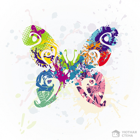 Образ бабочки из разноцветных текстур