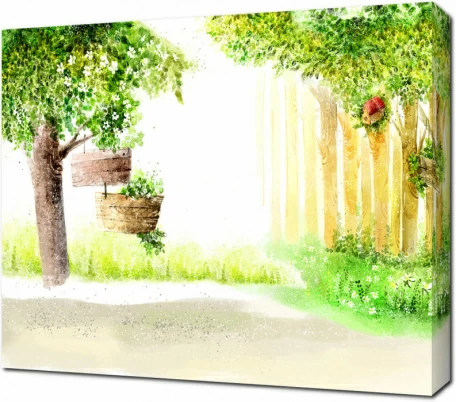 Нарисованный летний лес