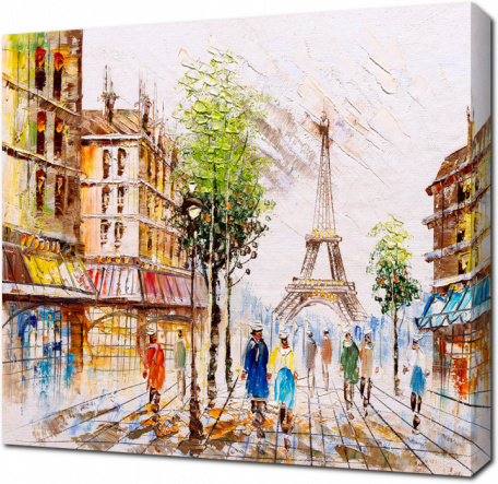 Красочные улицы Парижа. Картина маслом