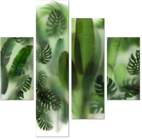 Тропические растения за матовым стеклом